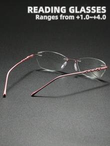 NRDZQ Women's Rimless Rhinestone Reading Glasses, New Fashion Rhinestone Rimless Diamond-Cut Edge Metal Reading Glasses - Transparent - View 4