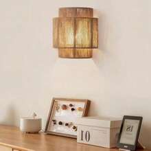 JOYINLED Wall Lamp Shade - Retro Hemp Rope Wall Lamp Shade - Handmade Woven Natural Material - Interior Decor Wall Lamp Shade, Suitable For Living Room And Rooms (Only The Lampshade) - B06 - View 6