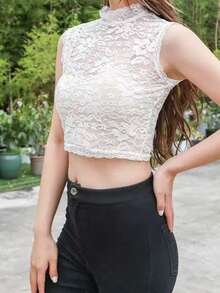 1pc Women's Camellia Hollow Out Decorative Fake Collar, Random - Black - View 6