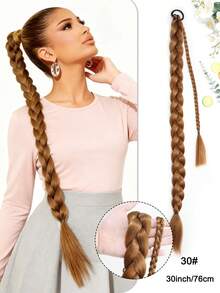 18-30 Inch Braided Ponytail Hair Extensions, Natural Soft Synthetic Hair Piece, Suitable For Holiday Cosplay And Daily Wear - Linen Gold - View 14