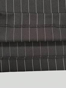 女士长款阔腿梭织裤，配有纽扣、拉链和口袋，无弹力，不透光，细条纹设计