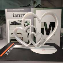 Heart-To-Heart Statue, Simple Black And White Design, Love-Themed Decorative Item, Bookshelf Decorative Sculpture, Desktop Decorative Item, Valentine's Day Gift, Gift-Giving, Home Decoration - 2件(黑色+白色) - 查看 8