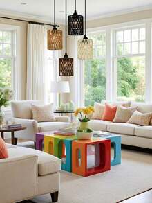 1个手工编织纸绳灯罩，创意吊灯，适用于房间、酒店、餐厅和其他高端照明场所