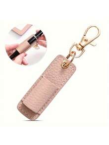 1pc Portable Pen Clip Keychain, Compact Leather Pen Holder With Keyring - Multicolor - View 11