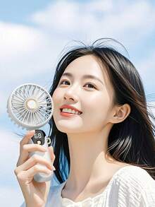 Mini Handheld Electric Fan, Electroplated Solid Color, Foldable With Hook Base, 5 Blades Strong Wind, 300mAh, Suitable For Travel, Beach, Vacation, Bedroom Decor And Bridesmaid Gift - Multicolor - View 3