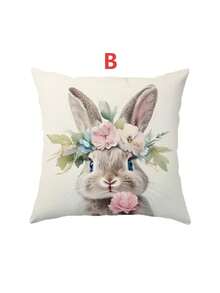 1/2/4pcs Easter Single-Sided Printed Decorative Cushion Cover With Cute Floral And Bunny Pattern, Measuring 17.7*17.7 Inches. Suitable For Easter Living Room Sofa And Bedroom Home Decor. Pillow Insert Not Included. - Multicolor - View 16