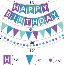 Winter Frozen Birthday Party Drations For Boys Girls, Pre-Strung Blue-Purple Happy Birthday Banner With Honeycomb Balls, Snowflake Hanging Swirls Streamers, Circle Do Garland, Triangle Pennant - abricot - Voir 4