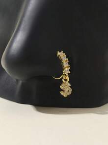 YIH4 1pc Long Gold Tassel Nose Ring, Daily Wear For Women - Vàng - Xem 1