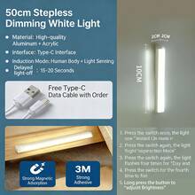 3.93", 7.87", 11.81", 19.68" Rechargeable Rectangular Lamp, 3 Lighting Modes, Auto Brightness Adjustment, Magnetic Cabinet/Wardrobe, Charging Night Light, LED Smart Motion Sensor Light Strip For Wardrobe, Bedroom, Dorm, Wine Cabinet Lighting, Small Night Light - Multicolor - View 9