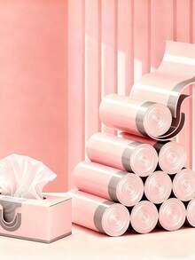 75个/5卷 彩色塑料垃圾袋（45*50厘米），家用日常垃圾袋，尖口和平口，彩色新材质，适用于厨房和浴室，一次性垃圾袋，方便实用，也适用于花园垃圾 - 彩色 - 查看 9