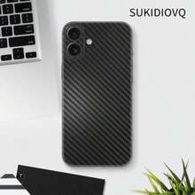 MX  For IPhone 17 Skin Wrap Using 3M 2080 Carbon Fiber Honeycomb Camouflage Phone Sticker One-Piece Film Vinyl Decal Glass Protector For Back Side - 黑碳纖維 - 查看 6