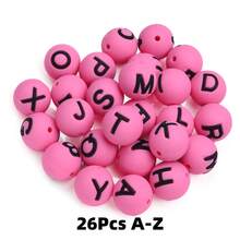 26颗15毫米彩色圆形硅胶字母珠套装 - 用于DIY珠宝制作、钥匙扣、手链等。 - 矽膠字母圓珠 - 查看 13