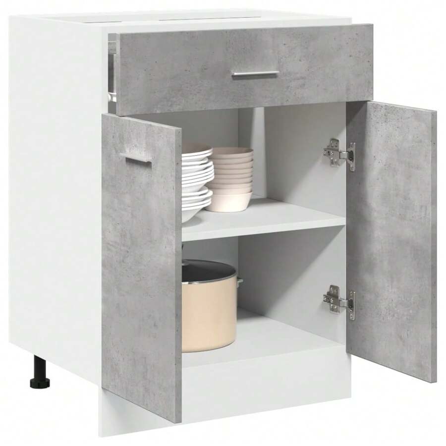 vidaXL Armário de gaveta "Lyon" cinza beton 60 x 46 x 81,5 cm Bois d'ingénierie - Cinza - Ver 1