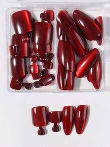 2 Bộ/48 miếng dán móng tay hình mắt mèo màu đỏ huyết phong cách Y2K, móng giả acrylic hình hạnh nhân mắt mèo, bao gồm 2 miếng gel dẻo và 2 dũa móng, móng tay đỏ và móng tay mùa hè, phù hợp cho phụ nữ và các cô gái sử dụng hàng ngày, dự tiệc, v.v. Dụng cụ làm móng - Đỏ - Xem 4