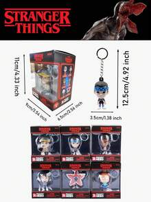 1/6件套官方Netflix《怪奇物语》3D角色钥匙扣，可爱动漫风格吊坠钥匙圈，手机挂饰，桌面装饰，包含Eleven、Eddie Munson、Dustin Henderson、Lucas Sinclair、Max Mayfield和Demogorgon，粉丝和收藏家的绝佳礼物 - 彩色 - 查看 2