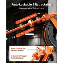 Bobina de manguera de aire retráctil, 3/4 pulgadas x 50 pies de manguera de aire de PVC Max 300PSI, Bobina de mangueras de compresor de aire de rebobinado automático con plomo de 5 pies, montaje en techo / pared doble brazo de acero pesado - 3/4 pulgadas x 50 pies - Ver 3