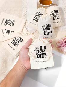 10件/5件装紧急解酒包帆布袋，应急求生包，婚礼礼品袋，红十字会亚麻礼品袋。适用于单身派对、母亲节、毕业典礼、康复活动派对装饰、创意小礼物、节日用品、生日派对用品、生日礼物、手工装饰、婚礼装饰（但你真的死了吗？） - 彩色 - 查看 4