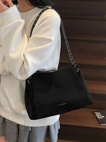 女士手提包，麂皮软肩包，带链条，斜挎包，大容量腋下包，日常通勤包