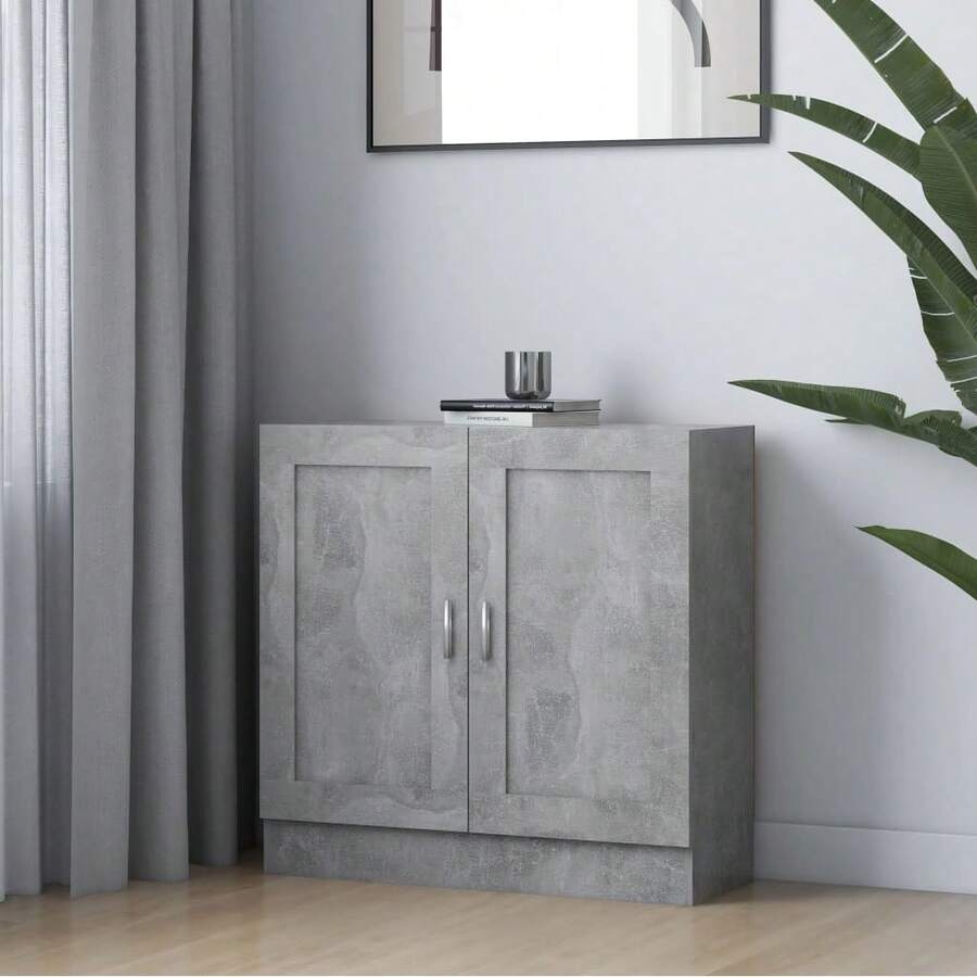 vidaXL Biblioteca cinza beton 82,5x30,5x80 cm Bois d'ingénierie - Cinza - Ver 1