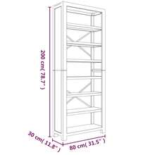 vidaXL Library 7 livelli 80x30x200 cm Bois solid d'acacia - Castano - Visualizzare 8