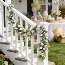 Easter Eggs Garland Creative Spring Realistic Faux Hanging Vines For Holiday Mantle Table Tree Decoration - Multicolor - View 1