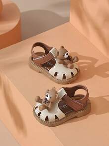 Toddler/Kids Summer Cartoon Closed Toe Slippers, Soft Bottom Anti-Slip Indoor Sandals - Khaki - View 1