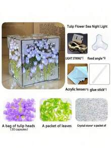 一款精美的DIY郁金香灯，一款DIY自组装夜灯，情人节礼物，生日礼物，创意卧室装饰，仿真花朵夜灯，是情人节、生日、圣诞节和新年礼物的理想之选，多种颜色可选。 - 彩色 - 查看 9