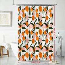 Rideau de douche à motif pêche, rideau de douche imprimé pêche coloré, convient pour la décoration de salle de bain, la décoration générale de la pièce, l'ensemble de décoration de la maison, les accessoires de salle de bain, le rideau de baignoire - Orange - Voir 4