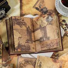 192 Pages Retro Brown Hot Stamping Scrapbook, Writable DIY Collage Book For Junk Journal & Back To School Supplies