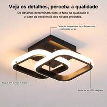 One-Piece Indoor Pendant Light, Double-Sided Ceiling Light, 3000K-6000K, Suitable For Hallways, Staircases, Balconies, Terraces, Living Rooms, And Kitchens. - Black - View 9