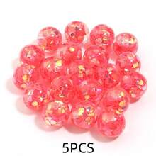 5pcs Of 16mm Colorful Heart-Shaped Glitter Sequins Acrylic Double Layer Design Beads - Suitable For DIY Pens, Necklace Accessories, Bracelet Making Materials
