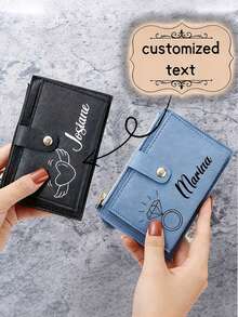 Women'S Personalized Custom Logo Name Wallet - Elegant Minimalist Zipper Closure, Multi-Card Holder & Coin Purse, Lightweight Compact Design With Golden-Tone Hardware, Perfect Gift For Birthdays, Valentine'S Day, Everyday Use, Stylish Accessory - Multicolor - View 1