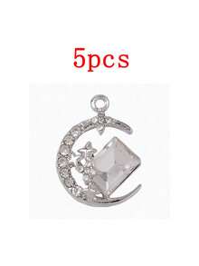 5pcs/Set Fashionable Versatile Star & Moon Charms, Alloy Material Jewelry Accessories, DIY Earrings, Necklaces, Suitable For Women's Daily Use - Multicolor - View 17