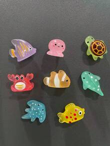 7个逼真水袋鱼冰箱贴，卡通海洋热带小鱼装饰磁贴，个性化冰箱贴，适用于厨房、办公室、白板、储物柜和洗碗机，厨房和家居装饰，派对礼物 - 海洋動物 - 查看 6