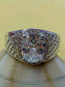 1枚男士时尚绅士奢华锆石戒指，适合婚礼、订婚、派对、礼品等场合。 - 銀色 - 查看 17