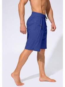 Men's Swim Trunks Quick Dry Board Shorts With Zipper Pockets Beach Shorts Bathing Suits Men - No Mesh Liner - 藍色 - 查看 3