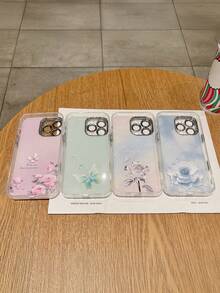 Flowing Bubble Flower Lens Holder Phone Case Compatible With IPhone 16 15 14 13 12 - Pink - View 4