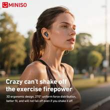 MINISO MS105 Earbud Nirkabel, Portabel Ultra Ringan | Terjemahan AI Cerdas, OWS Pure Bass, Latensi Rendah, Anti-Jatuh, Antarmuka USB-C dengan Casing Pengisian Daya, Mikrofon Ganda Terintegrasi, Cocok untuk Olahraga Luar Ruangan, Bermain Game, Kantor, dan Skenario Lainnya - Hitam - View 3