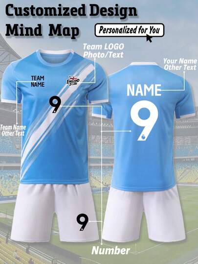 2pcs Personalized 2526 Season Manchester City Baby Blue Style Men's Soccer Jersey- Customized Name,Number And Team Logo Short Sleeve T-Shirt+Shorts Sports Set Gift For He,Stylish,Fashion,Hipster,Casual,Minimal Chic,Personalized,Customized,Custom,Unique,Guy Costumes,Capsule Wardrobe,Men Basic/Street Style,Ideal Gifts For Him,Boyfriend,Family,Friends,For Birthdays,For Vacation/Holiday,For School/Competition,For Sports/Climbing