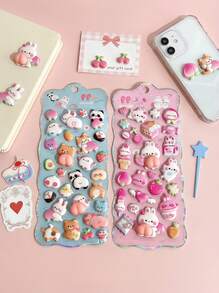 POKOJA LAND 1pc 3D Cute Animal Sticker, Cartoon Decorative Sticker, Made Of Sponge And PVC Material, 2 Styles Available, Suitable For Sticker Books, Laptops, Refrigerators, And As Decoration For Cartoon DIY Phone Cases. This Sticker Is Suitable For Home Decor, As Well As Birthdays, Parties, Valentine's Day And Other Occasions. It Also Makes A Great Gift For Friends Or Children. - 3D Embossed Stickers - View 1