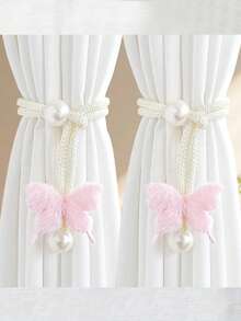 1/2件装可爱蝴蝶樱花装饰窗帘绑带，门帘，咖啡帘，遮阳帘，蚊帐帘绑带，迷人公主房装饰收纳带，婴儿房装饰 - 彩色 - 查看 8