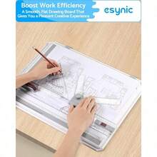 A3 Multifunction Drafting Table | Adjustable Measuring System, Angle Parallel Motion, Protractor, Paper Locator, Sliding Ruler, Anti-Slip Support Leg