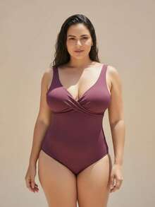 Elegant Women's Plus Size Swimsuit For Beach And Pool - Comfortable And Stylish With Removable Padding - Vino -8000 - Ver 10