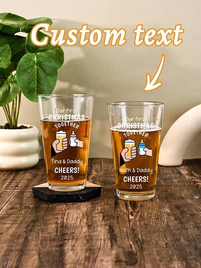 1/3/6/12pcs Custom Christmas Daddy Beer Crystal Label, Customize Text,Our First Christmas Togther Father Gift 2025, Gift For Husband, New Dad Gift Wine Crystal Label First Time Dad