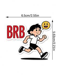 1pc BRB Funny Sticker - Cartoon Character Running Design, Add Personalized To Your Helmet, Laptop, Notebook Or Water Bottle! - Multicolor - View 5