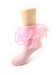 2 Pairs Children Ruffle Floral Lace Princess Ballet Short Socks, Suitable For Babies/Toddlers/Girls - Multicolor - View 5