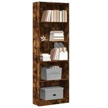 vidaXL Biblioteca chêne fumé 60x24x176 cm engenharia madeira - Castanho - Ver 1