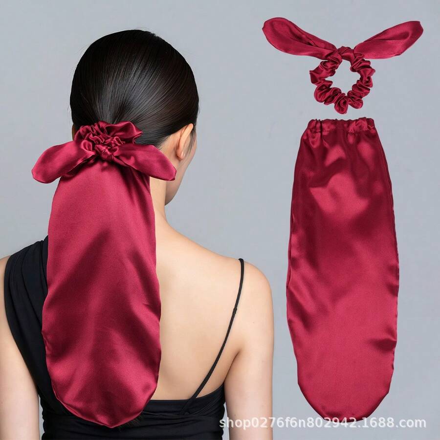 Long Sleeping Cap With Satin Hairband And Hair Pocket Long Hair Protection Cap & Hair Care Bag Home Use Long-Tail Style Sleeping Cap Hair Sleep Cap - Multicolor - View 1