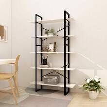 vidaXL Bibliothèque de 5 niveaux Blanc 100x30x175 cm Bois de pin - Blanc - Voir 1
