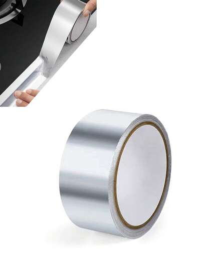 1 Rol Aluminum Foil Tape, Silver Caulk Strip, Self Adhesive Waterproof Repair Duct Tape For Bathroom Toilet Kitchen Sink Basin Edge And Wall Sealing (196.85inchx1.89inch)